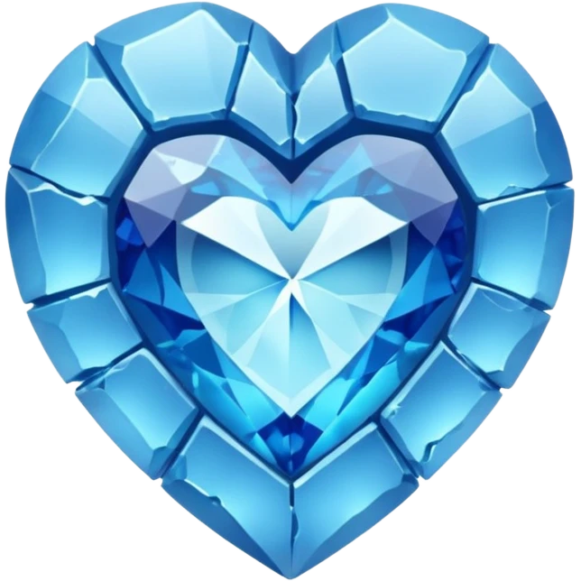 very sharp very broken broken blue gem mineral , multiple irregular chunks, very shiny with two eyes and heart shaped thousand edges emoji