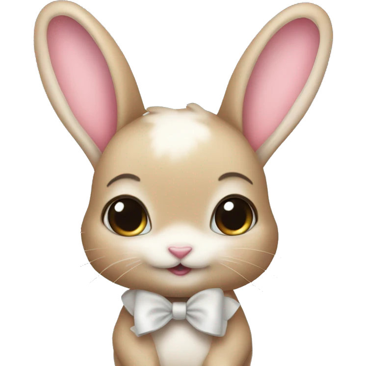 Baby bunny with coquette bow on ear emoji
