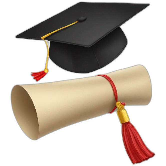 Black Graduation hat and italian diplome with italian flag emoji