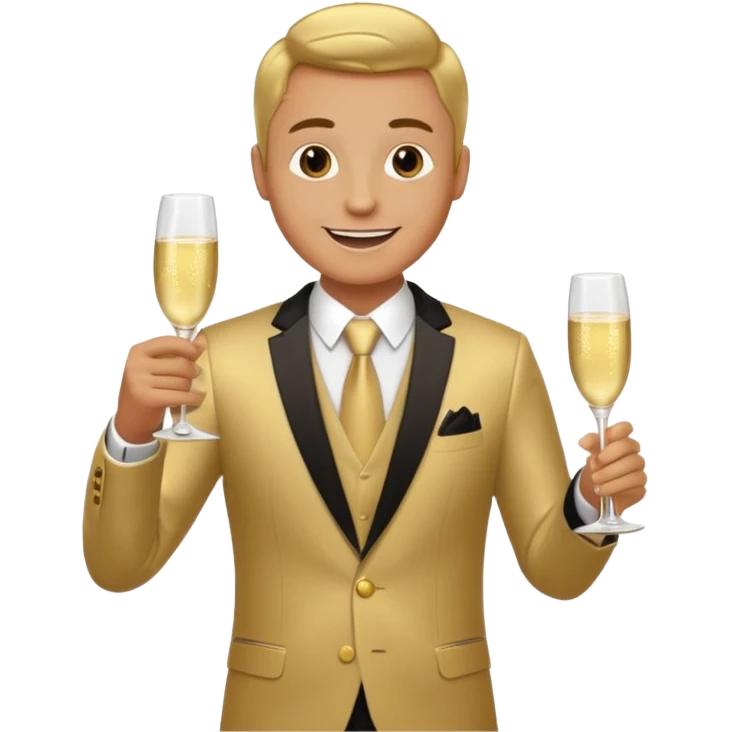 Man with shampane glass in golt suit emoji