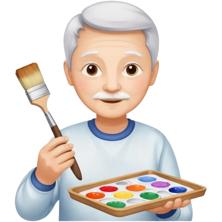 Senior with watercolor tray & brush emoji