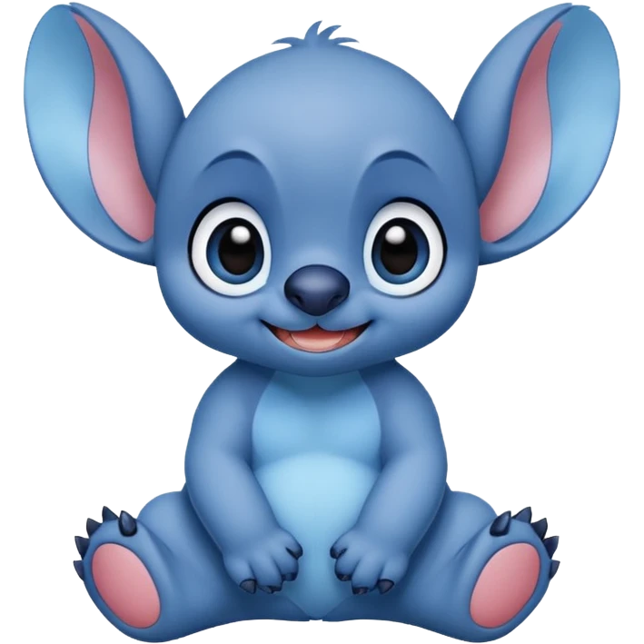 Stitch from Lilo & Stitch, sitting pose, wide eyes, friendly smile emoji