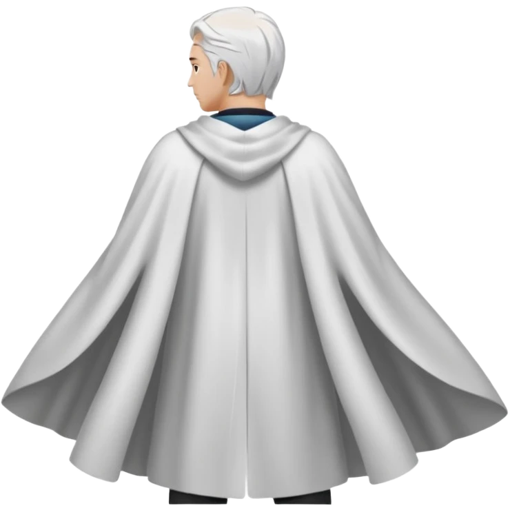 fullbody in frame silverhair god ZEUS, white cape, standing still backview emoji