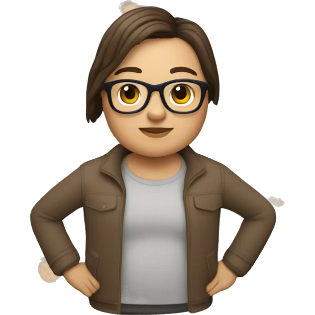 Create Memoji of a person with a fat, brunette face, who wears glasses, with little hair emoji