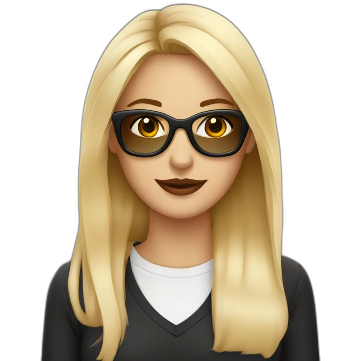 Mujer rubia con ojos cafe y gafas nEGRAS emoji