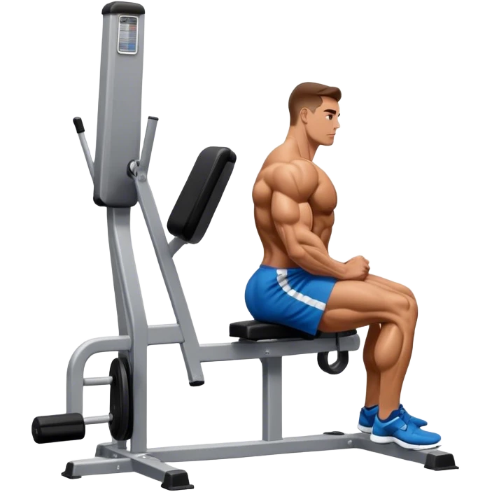 side-view bodybuilder seated weighted calf-raise machine lower leg exercise emoji