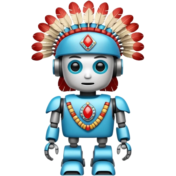 Full Robotic figure wearing native American regalia emoji