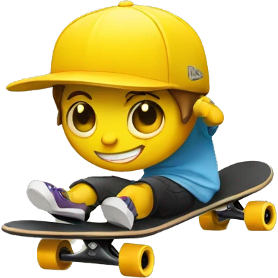 Skateboarding con gorra amarilla emoji