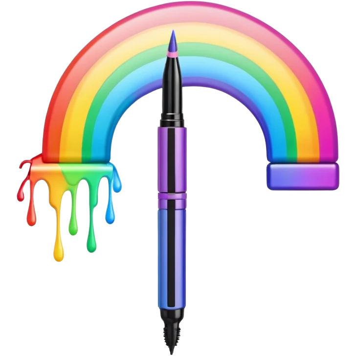 mascara pen with rainbow colors emoji