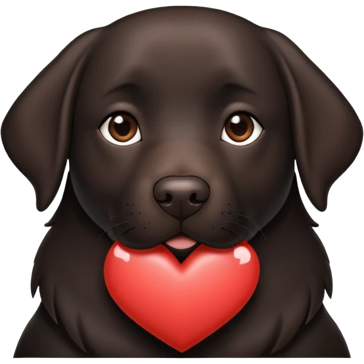 Brunette with a heart in the shape of a big black labrador dog emoji