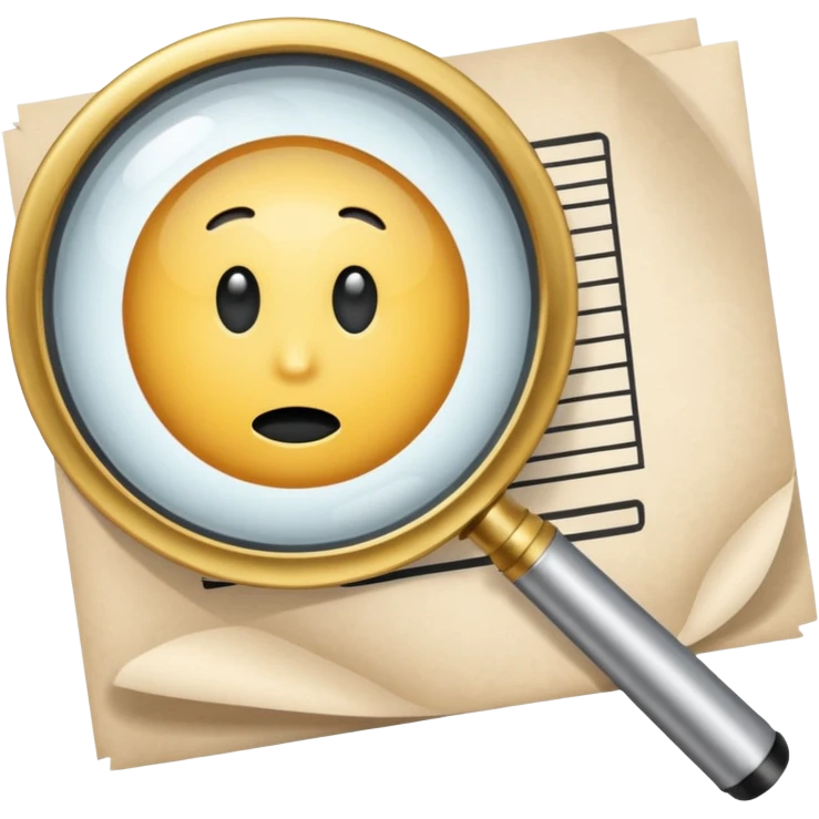  lente di ingrandimento esame foglio con scritte emoji