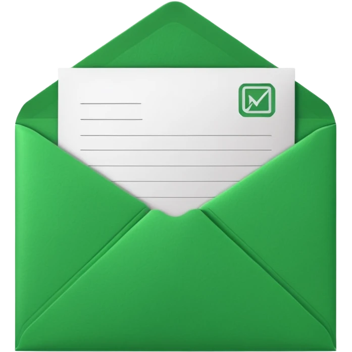 3D green envelope with letter in it emoji