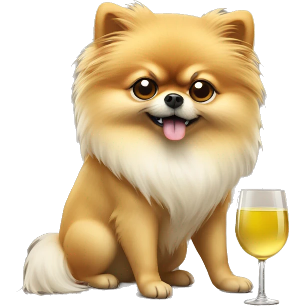 angry pomeranian with white wine in paw emoji