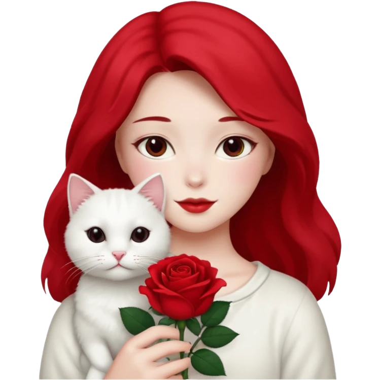 Flower 🌹in hand whiteout face in hand cat emoji