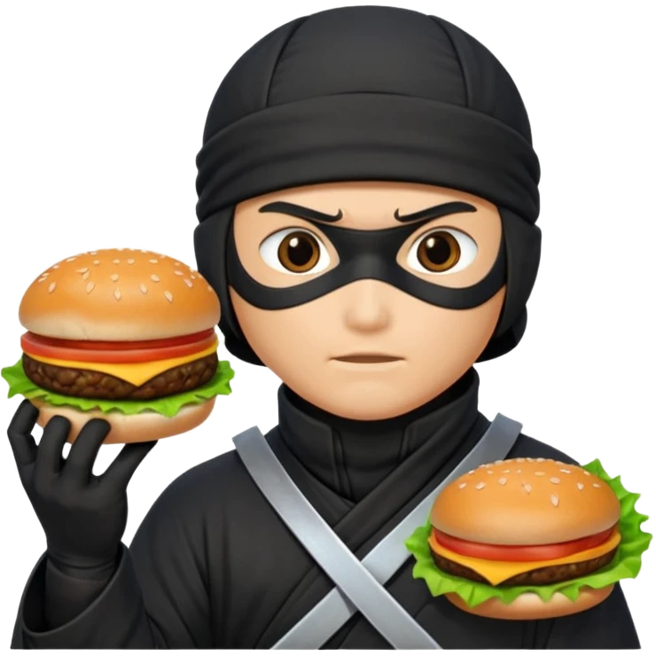 ninja with hambuger and shuriken emoji
