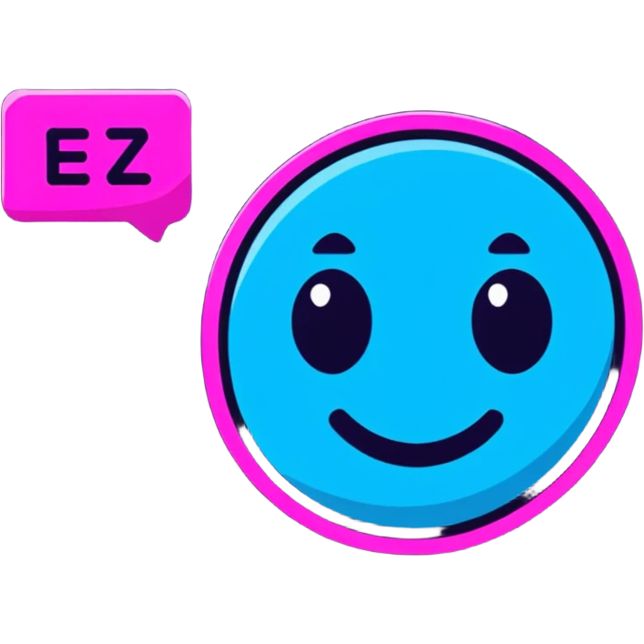 neon blue and pink glowing emoji emoji