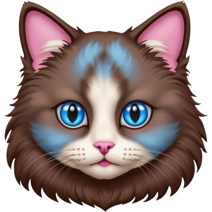 Chocolate colored ragdoll cat head emoji