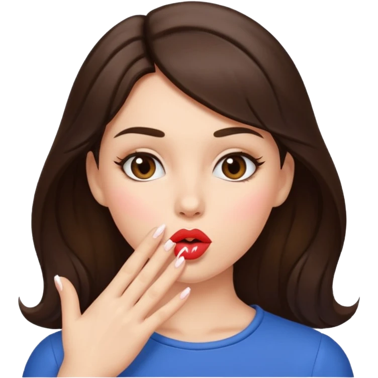 brunette woman blowing kisses  emoji