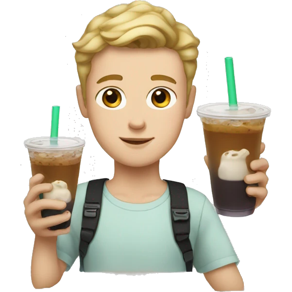 white boy with boba tea emoji