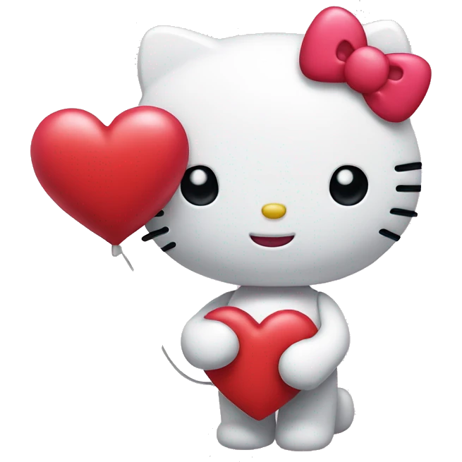 hello kitty holding a heart  emoji
