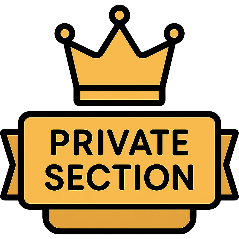 luxury logo for 'private section', gold accents, VIP badge or crown, elegant emoji