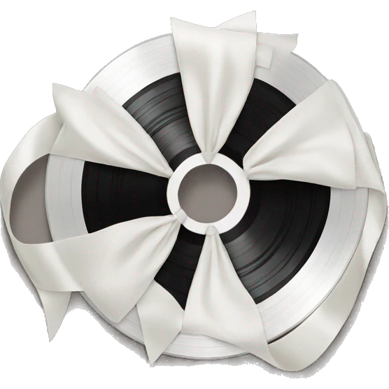 vinyl record with white bow emoji