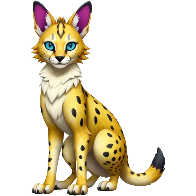 Epic Edgy Colorful Sergal-Serval-Vernid full body emoji