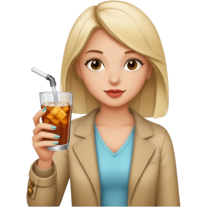 Girl holding drink and vape emoji