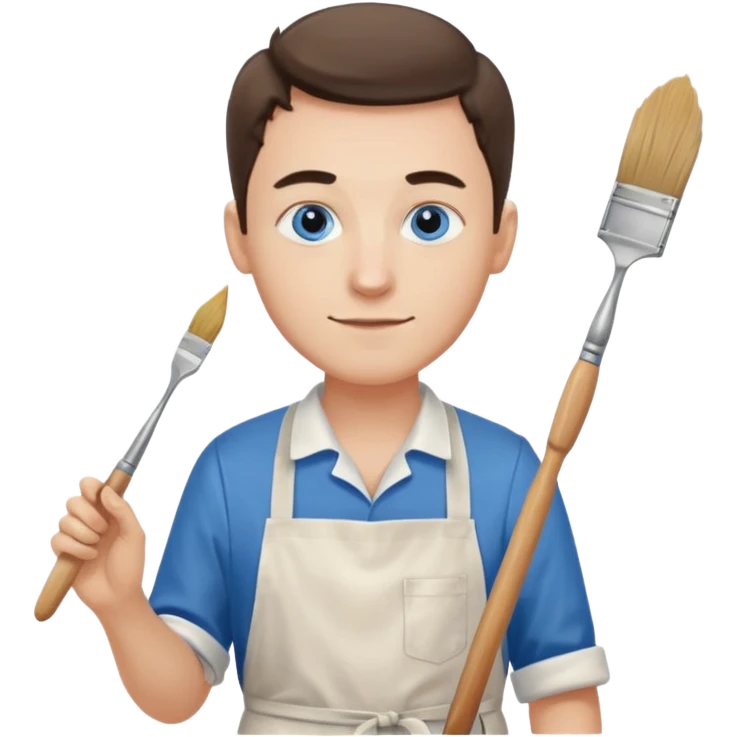 hold men blue eyes, apron painting emoji