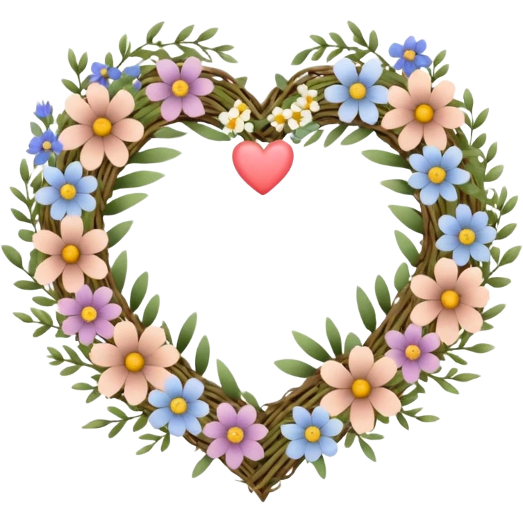nature wreath heart, boho beautiful  emoji