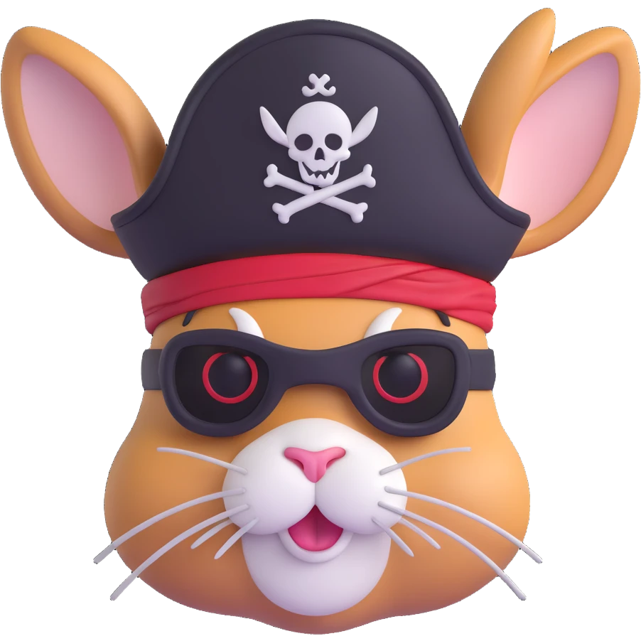 rabbit with a pirate patch over one eye and a pirate hat on emoji
