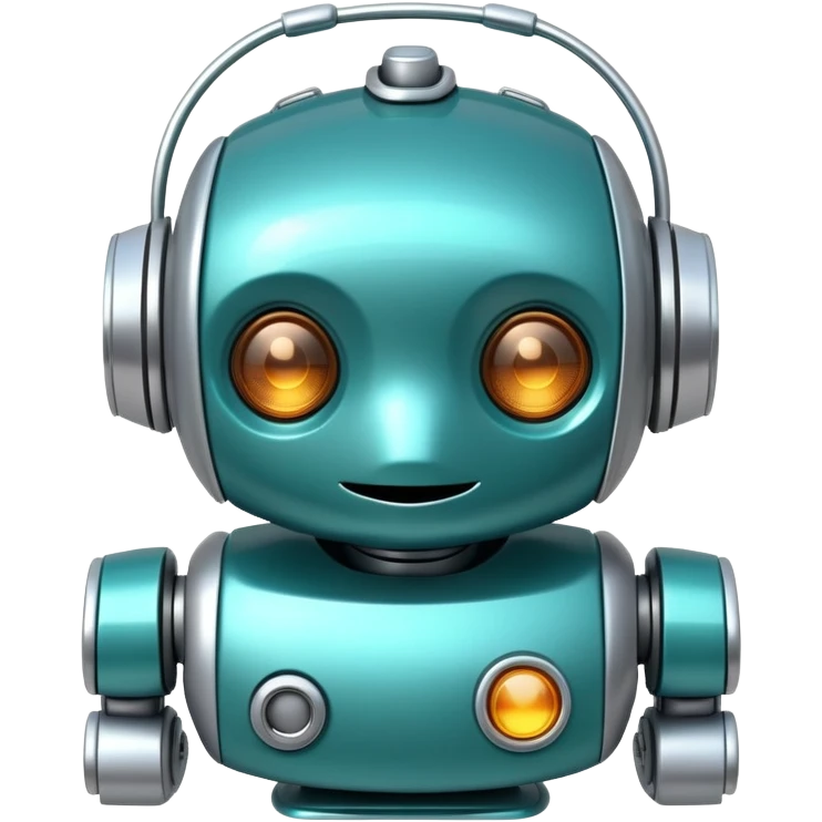 teal cute robot winking emoji