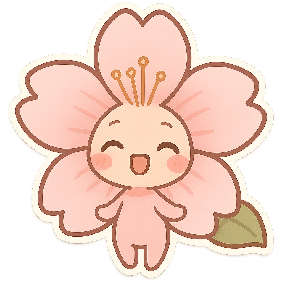 sakura cherry blossom, chibi stickers style emoji