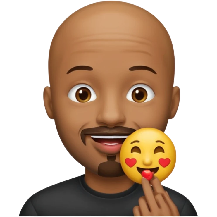 Black ball head man with the goatee kissing emoji to girlfriend emoji