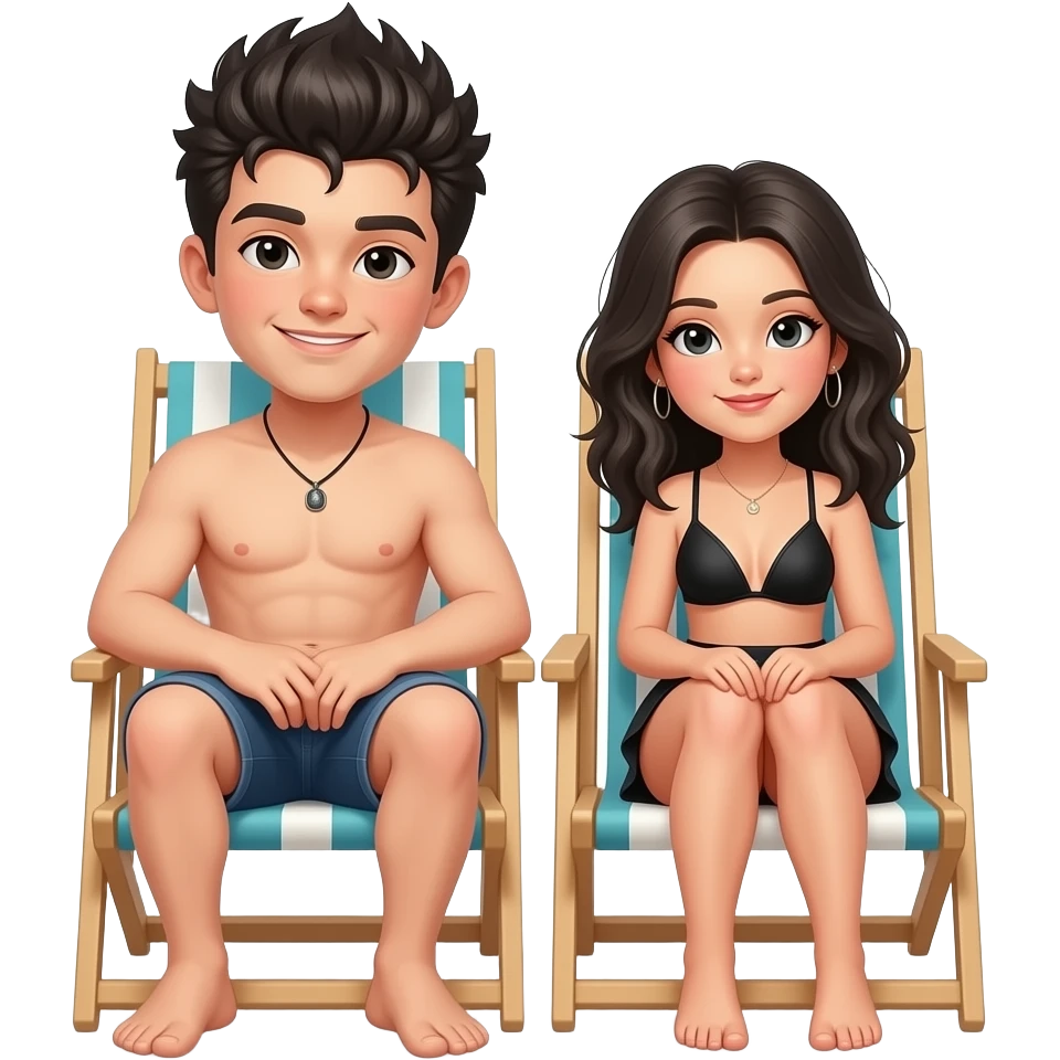 a big strong boy with a goth mommy  girl tanning in the hot sun emoji