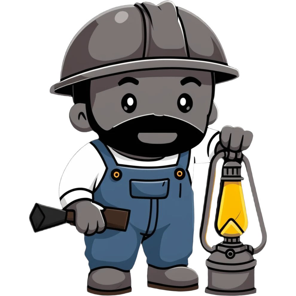 Extremely detailed 19th century coal miner with soot-covered face, detailed period work clothes, helmet with lamp, realistic lighting and textures emoji