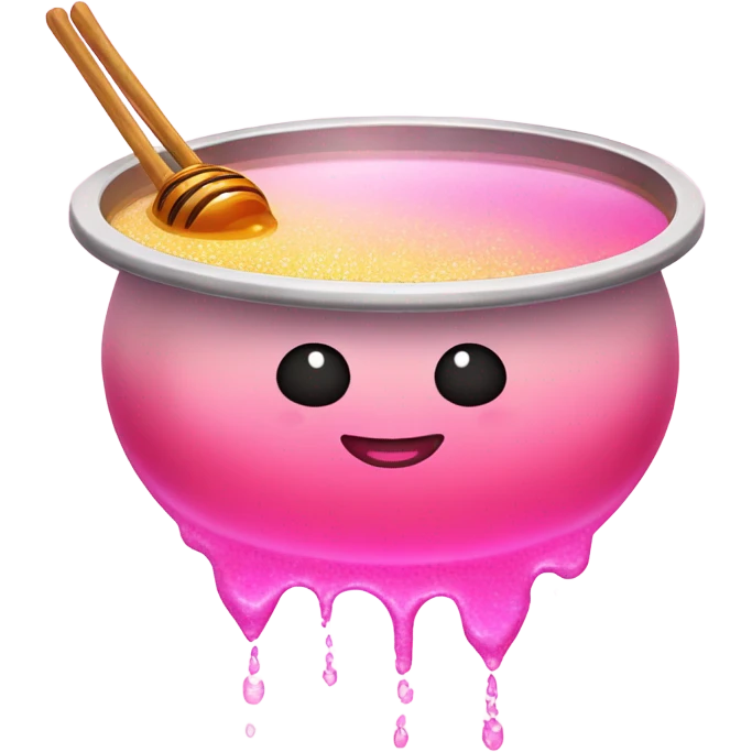 Light pink ombre hot pot with hot pink glittery honey emoji