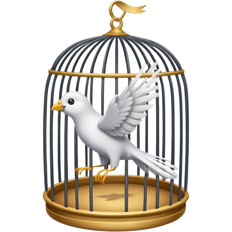 open cage with a flying bird emoji