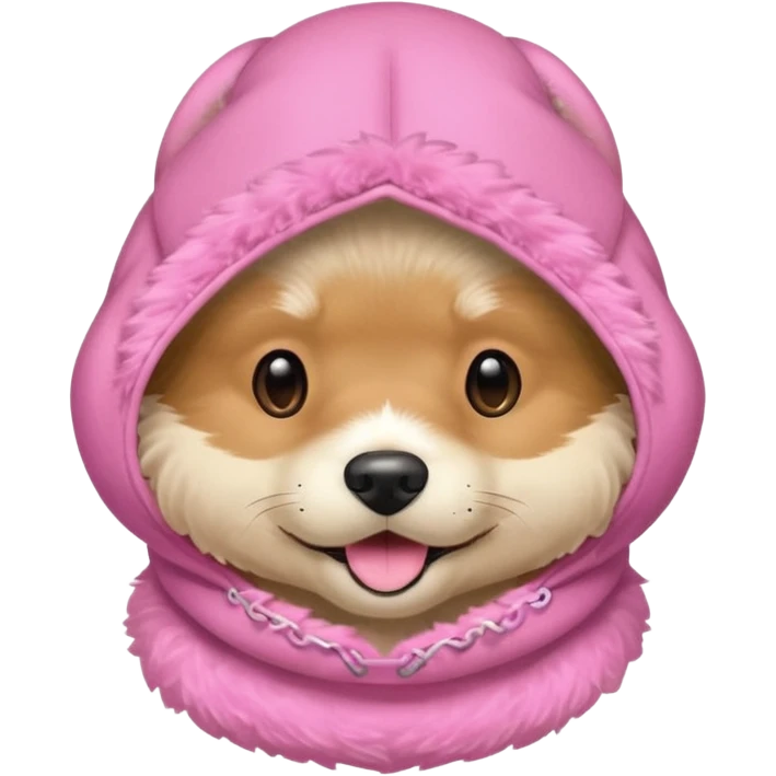 Dog in Pink balaklava emoji