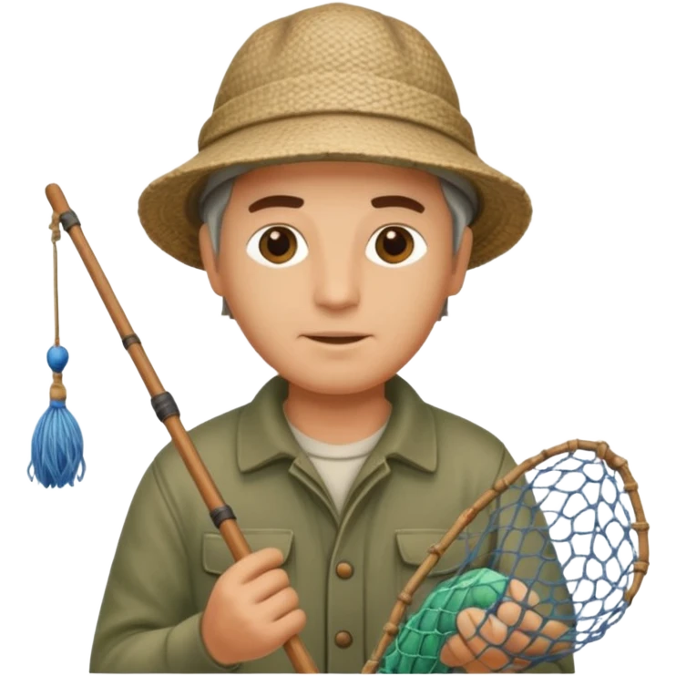 a fisherman is casting the fishing net emoji