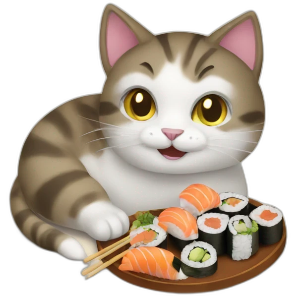 cat eating sushi emoji
