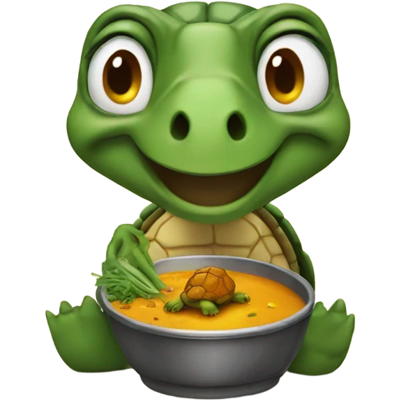 Turtle eating curry emoji