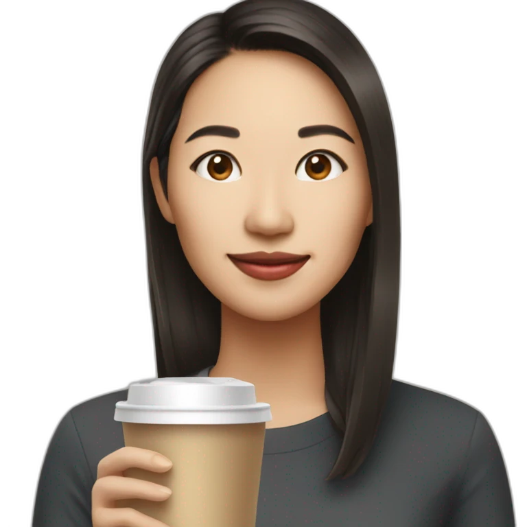 singaporean woman product manager with takeaway coffee emoji