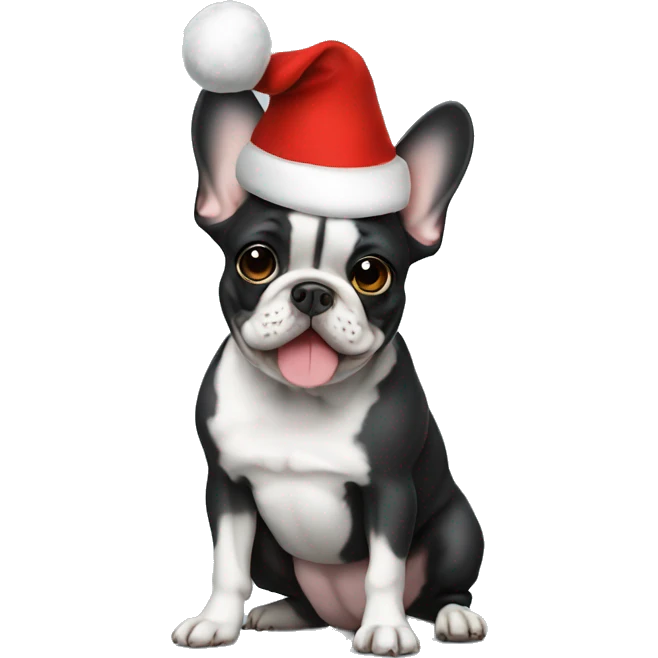 Frenchie with Santa hat emoji