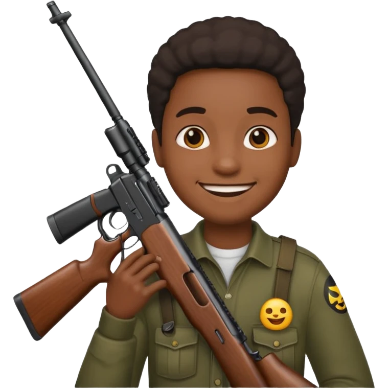 black person holding a rifle, emoji style emoji