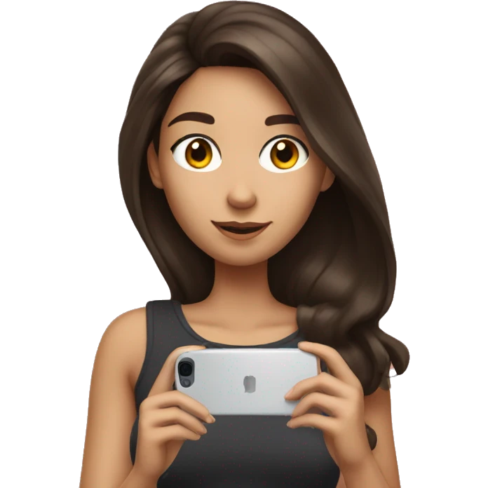 Brunette Girl taking selfie with her phone emoji