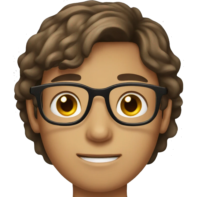 brown hair and brown eyes boy wearing glasses emoji
