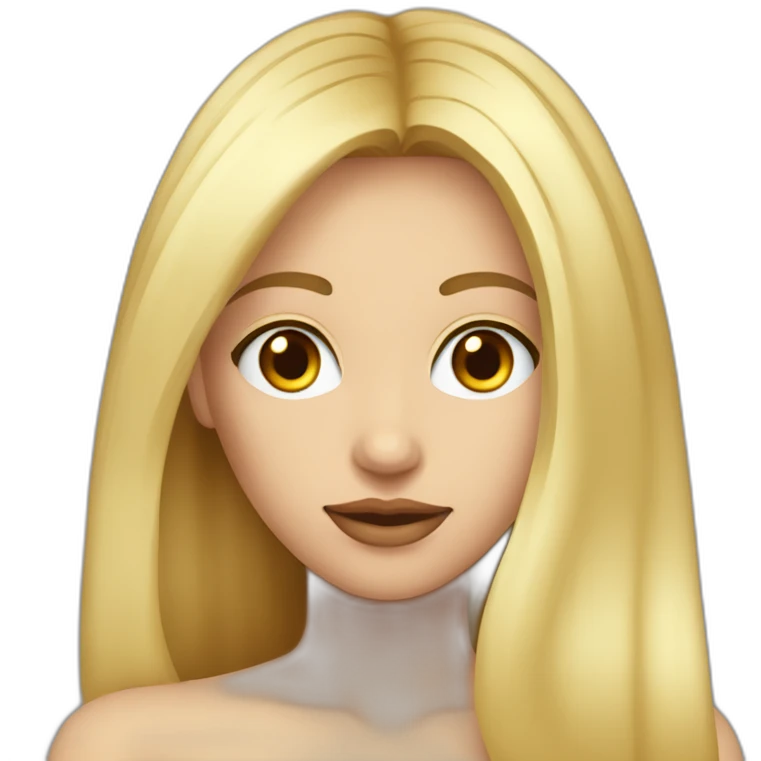 Femme blonde yeux marrons avec cheveux très longs et lisses  emoji