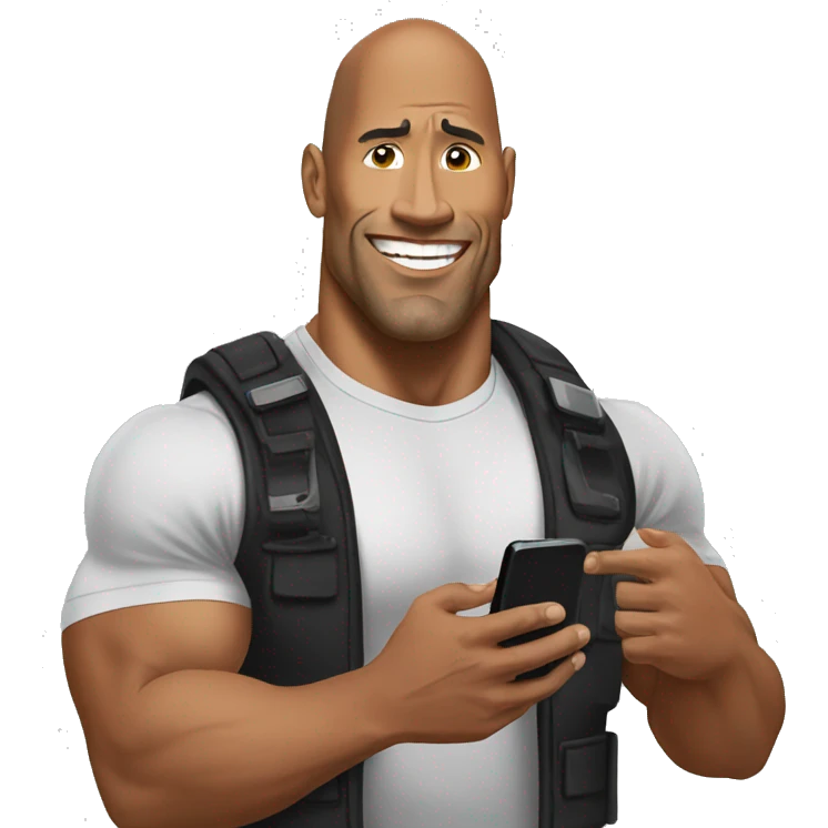 the rock holding a mobile phone emoji