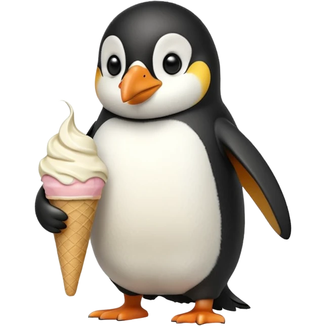 Penguen dondurma yiyor emoji